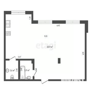 1-к квартира, вторичка, 43м2, 1/11 этаж