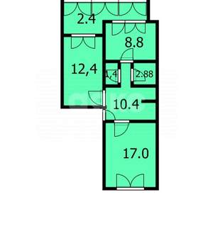 2-к квартира, вторичка, 55м2, 4/5 этаж