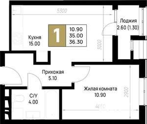 1-к квартира, строящийся дом, 36м2, 9/12 этаж