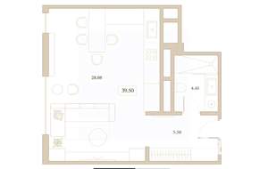 Студия квартира, вторичка, 40м2, 4/7 этаж