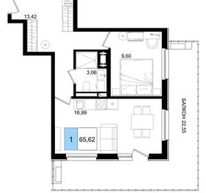1-к квартира, вторичка, 66м2, 4/8 этаж