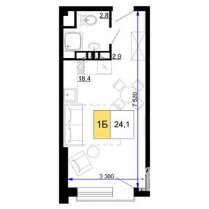 1-к квартира, вторичка, 24м2, 2/9 этаж
