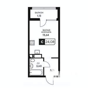 Студия квартира, вторичка, 24м2, 8/17 этаж