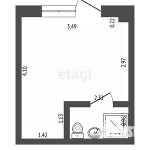 Студия квартира, вторичка, 14м2, 1/2 этаж