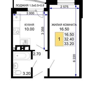 1-к квартира, вторичка, 34м2, 7/9 этаж