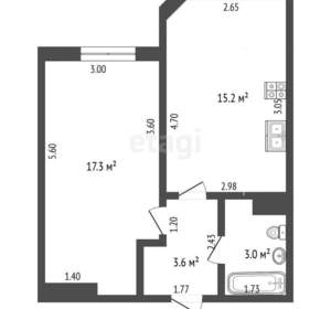 1-к квартира, вторичка, 40м2, 13/16 этаж