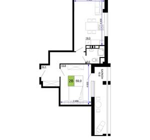 2-к квартира, вторичка, 59м2, 7/9 этаж