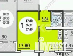 1-к квартира, вторичка, 38м2, 12/16 этаж