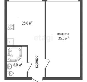 1-к квартира, вторичка, 56м2, 20/21 этаж