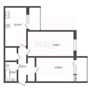 2-к квартира, вторичка, 63м2, 15/18 этаж