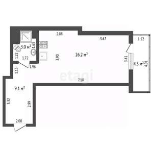 Студия квартира, вторичка, 39м2, 2/6 этаж