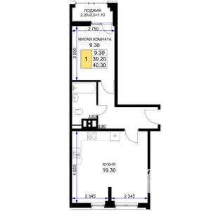 1-к квартира, вторичка, 44м2, 9/12 этаж