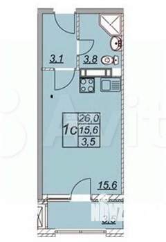 Студия квартира, вторичка, 26м2, 6/14 этаж