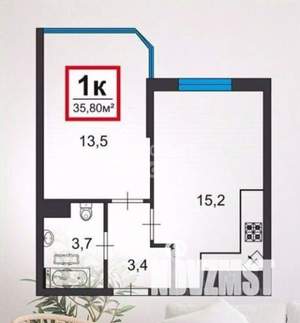 1-к квартира, вторичка, 36м2, 12/13 этаж