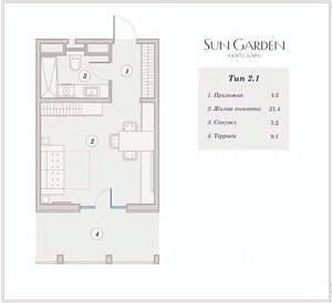 Студия квартира, вторичка, 42м2, 1/7 этаж