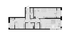 2-к квартира, вторичка, 81м2, 9/12 этаж