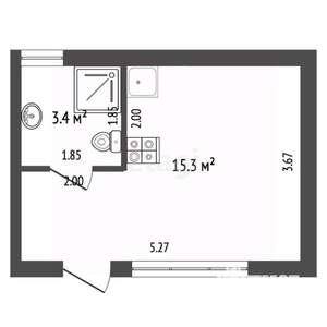 Студия квартира, вторичка, 19м2, 2/3 этаж