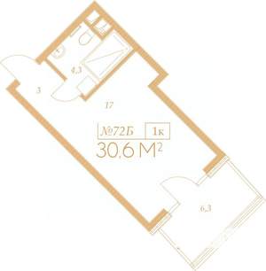 1-к квартира, вторичка, 35м2, 4/9 этаж