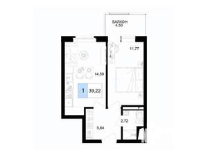 2-к квартира, вторичка, 39м2, 3/8 этаж