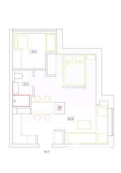 1-к квартира, вторичка, 41м2, 6/6 этаж