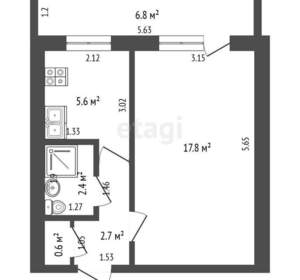 1-к квартира, вторичка, 39м2, 4/9 этаж