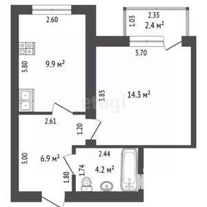 1-к квартира, вторичка, 35м2, 5/7 этаж