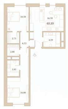 2-к квартира, вторичка, 65м2, 7/7 этаж