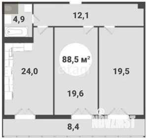 2-к квартира, вторичка, 89м2, 4/9 этаж