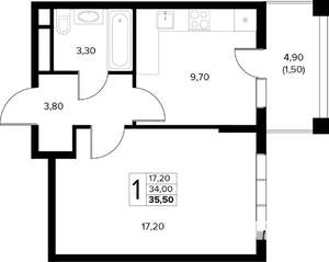 1-к квартира, вторичка, 36м2, 4/8 этаж