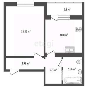1-к квартира, вторичка, 41м2, 8/16 этаж