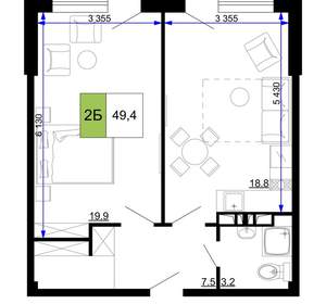 2-к квартира, вторичка, 49м2, 7/9 этаж