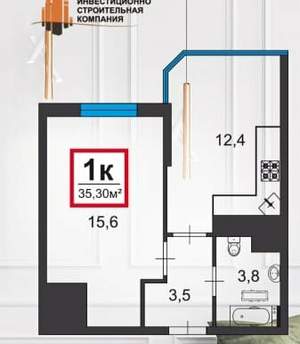 1-к квартира, вторичка, 36м2, 5/16 этаж