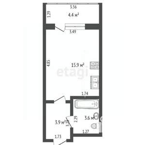 Студия квартира, сданный дом, 28м2, 5/19 этаж