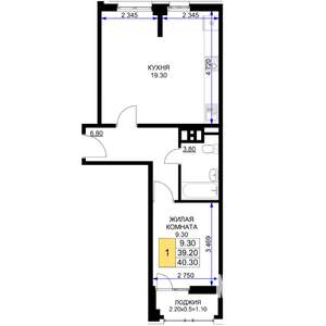 1-к квартира, вторичка, 40м2, 7/12 этаж