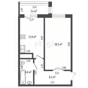 1-к квартира, вторичка, 47м2, 4/9 этаж