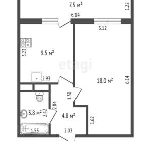 Студия квартира, вторичка, 17м2, 1/9 этаж