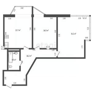 2-к квартира, вторичка, 90м2, 2/6 этаж