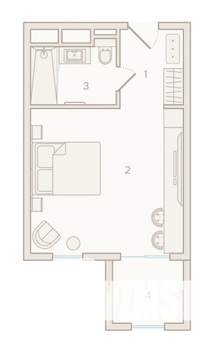 Студия квартира, вторичка, 37м2, 4/6 этаж