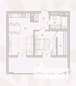 1-к квартира, вторичка, 48м2, 5/5 этаж