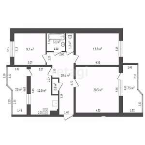 3-к квартира, вторичка, 72м2, 7/9 этаж