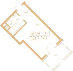 1-к квартира, вторичка, 35м2, 5/9 этаж