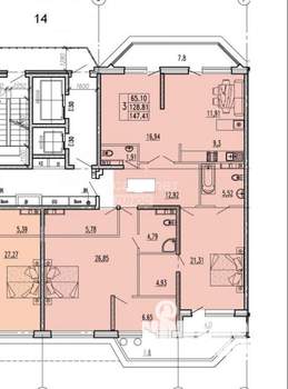 5-к квартира, вторичка, 147м2, 14/14 этаж