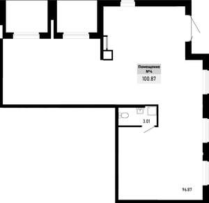 1-к квартира, строящийся дом, 101м2, 1/4 этаж
