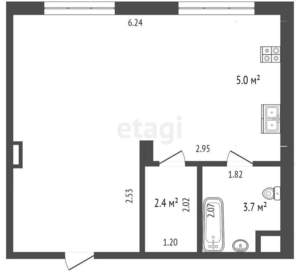 Студия квартира, вторичка, 34м2, 1/11 этаж