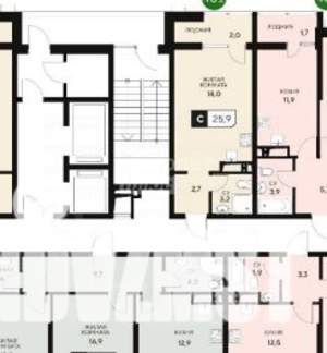 Студия квартира, вторичка, 26м2, 14/16 этаж