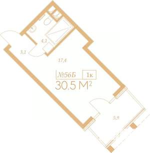 1-к квартира, вторичка, 35м2, 2/9 этаж