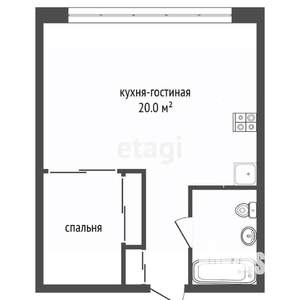 1-к квартира, вторичка, 51м2, 2/4 этаж