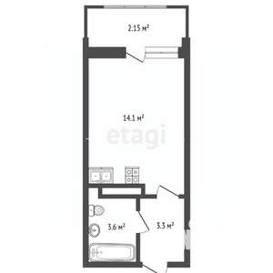 Студия квартира, вторичка, 25м2, 5/6 этаж