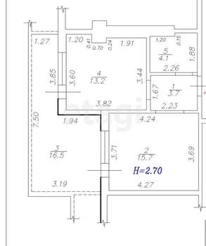2-к квартира, вторичка, 53м2, 2/10 этаж