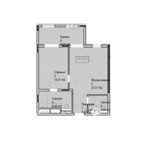 1-к квартира, вторичка, 57м2, 3/4 этаж